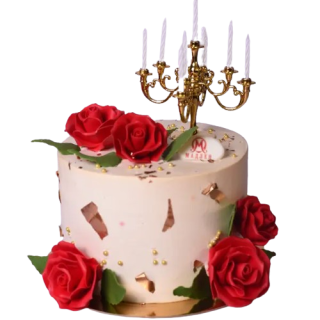 Торт «Алые розы с канделябром»