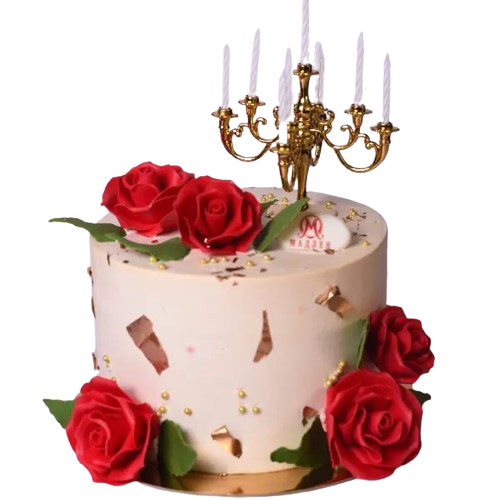 Торт "Алые розы с канделябром"