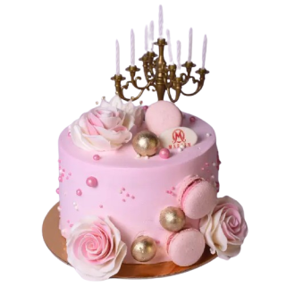 Торт «Розовое облако с канделябром»